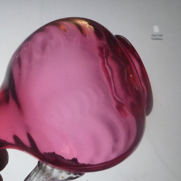 FENTON ART GLASS CRANBERRY DRAPERY RUFFELED EDGE PICHER - Picture 7 of 8